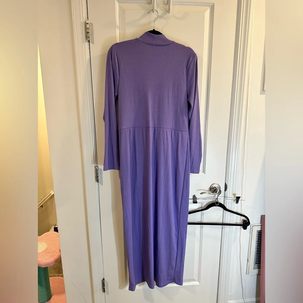Eloquii Twist Detail Ribbed Mockneck Midi Dress in Purple Size 18/20 - Picture 10 of 12